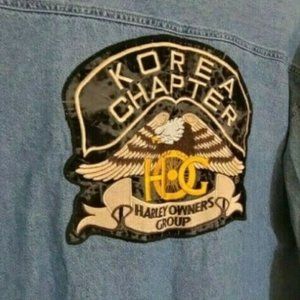 90's Levi's Jean Shirt with Harley Davidson Patch